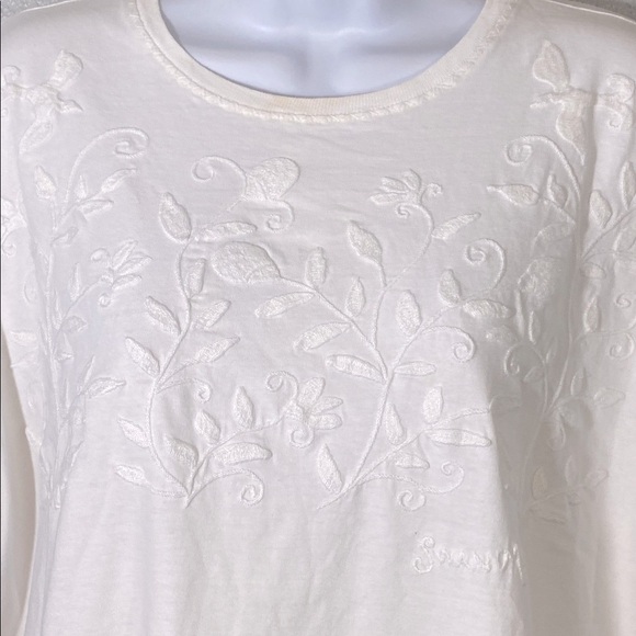 Vintage Swan Magic White Embroidered T-Shirt – Floral Raised Design Size L - Picture 5 of 9